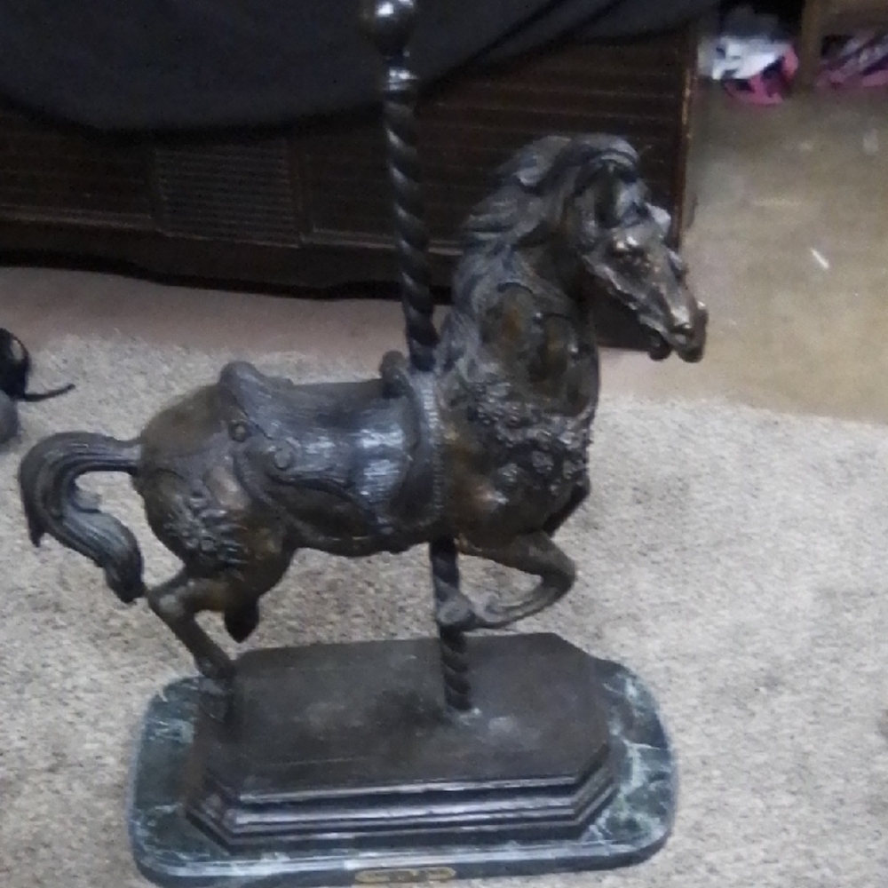 Caramel Black and Bronze Carousel Horse Sculpture